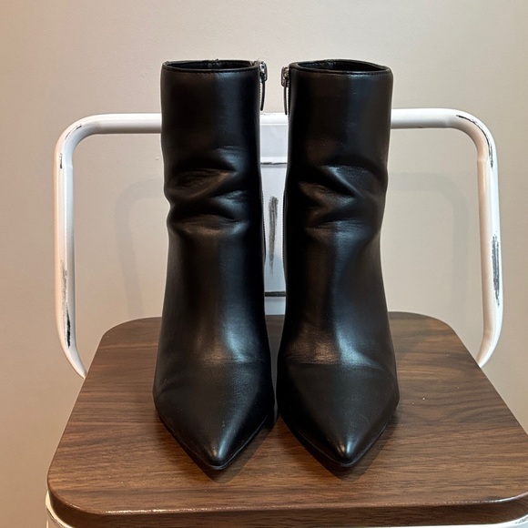 Marc Fisher Black Leather Wedge Boots - Picture 2 of 6